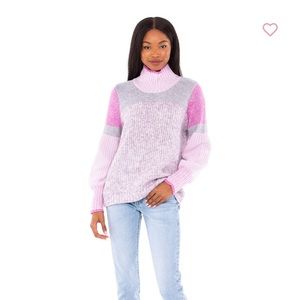 Splendid Marika Turtleneck Sweater in pink multi Size M